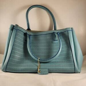 Clarks Aqua Blue Faux Leather Purse 3 Pockets-Zipper on 2 & Magnetic Snap on 1P